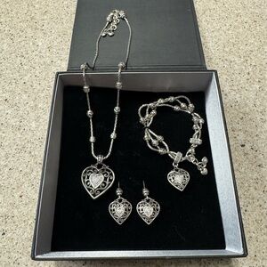 Elegant Silver Heart Jewelry Set- Brighton